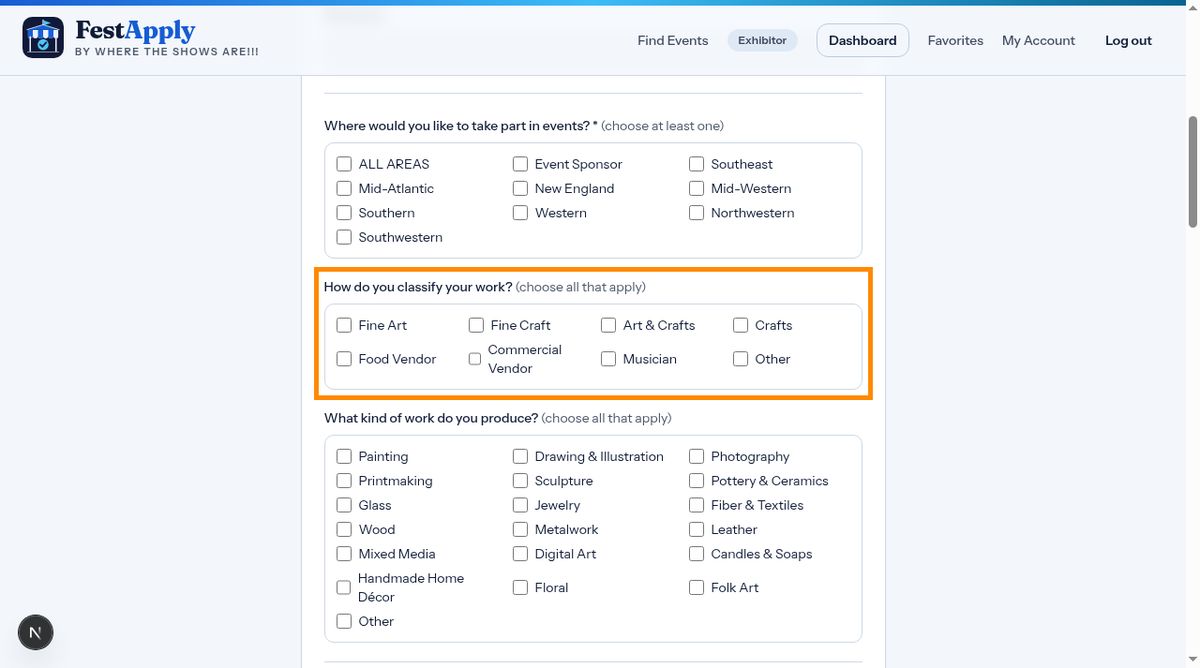 How do you classify your work?