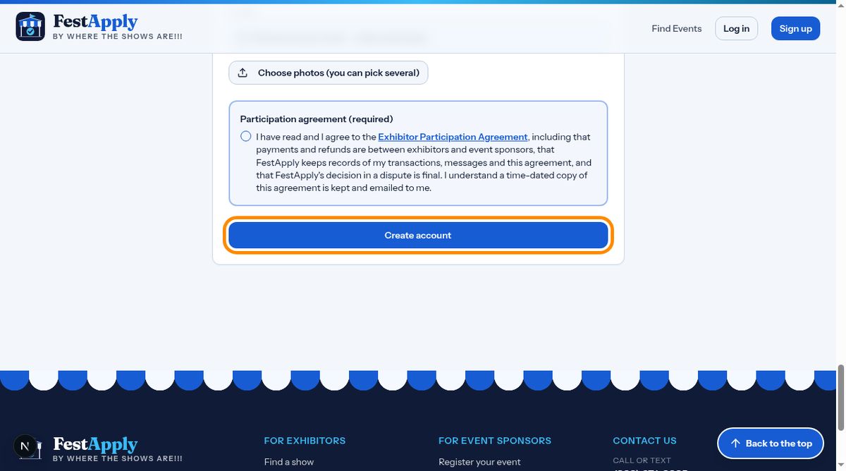 Click Create account