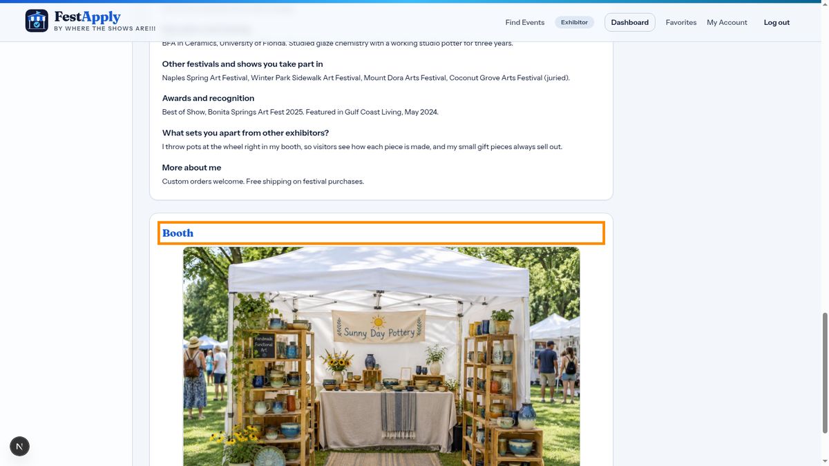 Biography, booth and videos