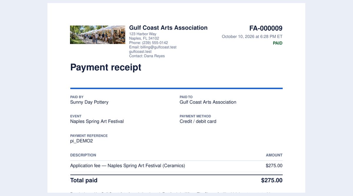 The PDF receipt