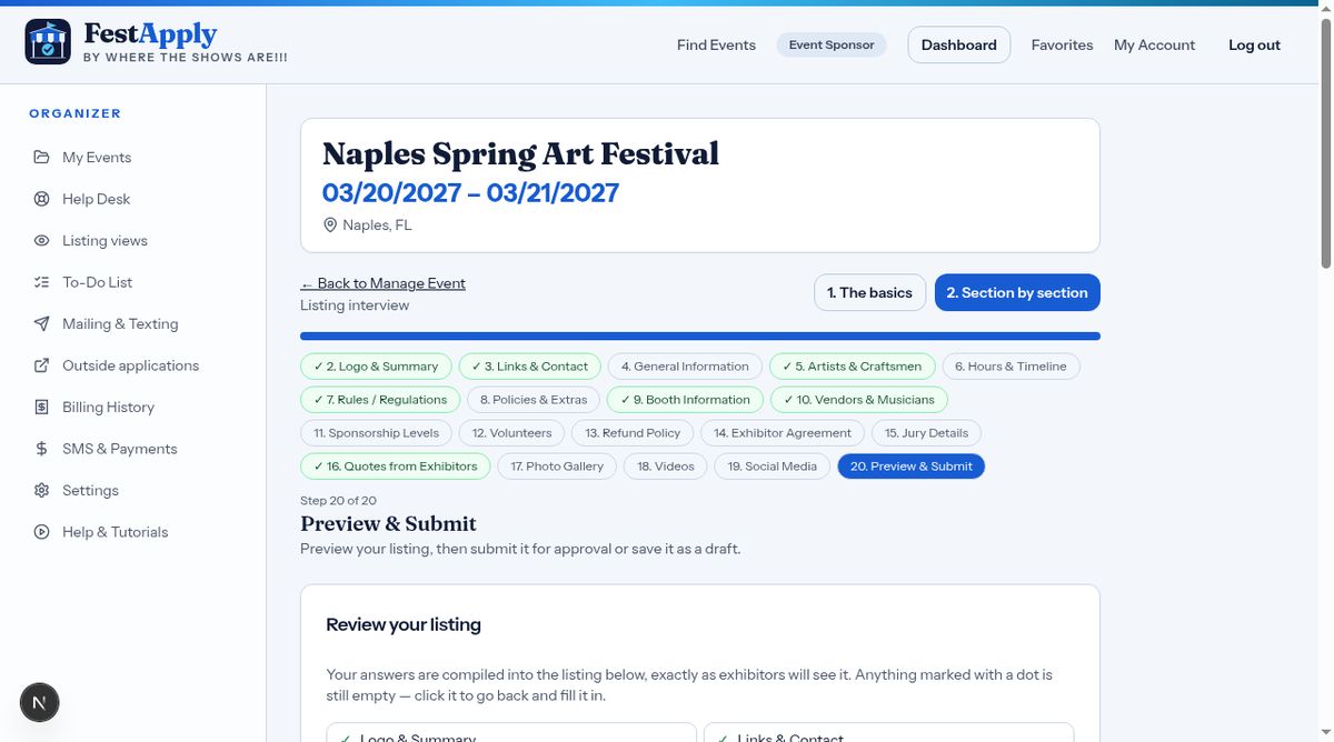 Preview your listing