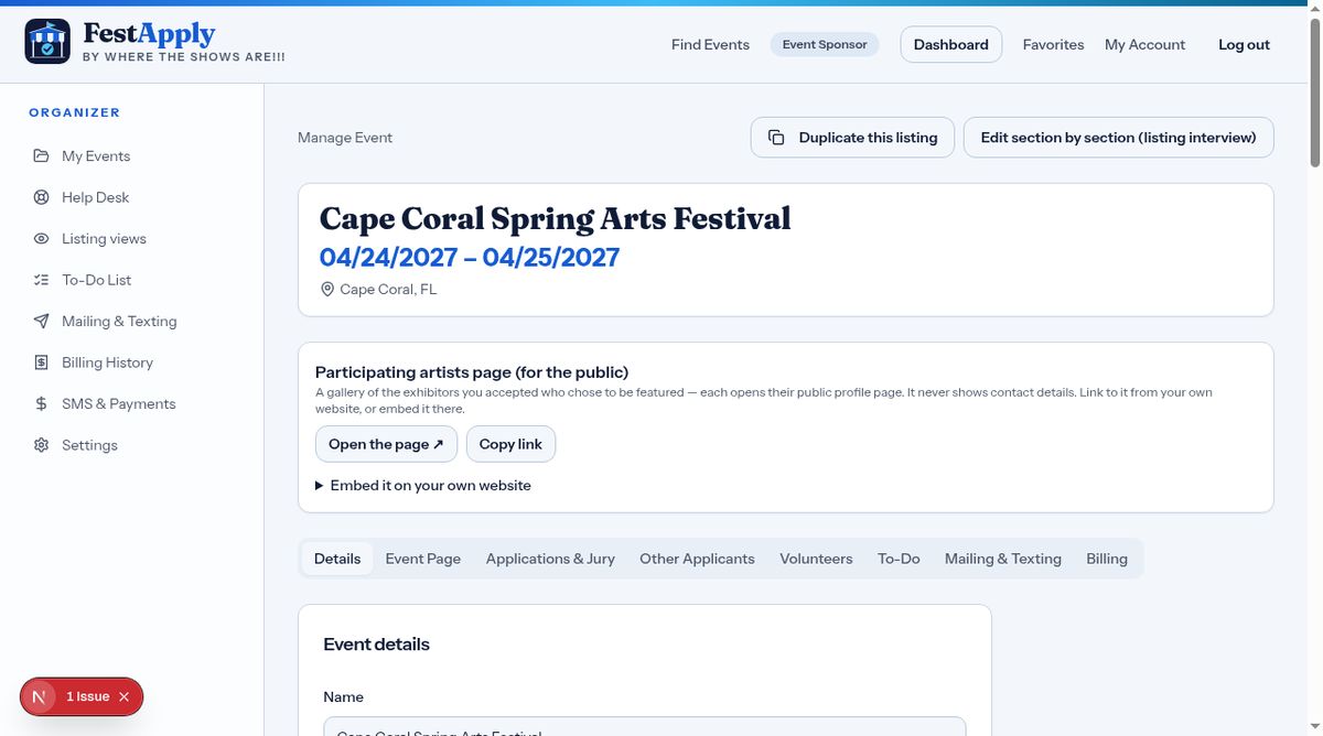 Manage Event