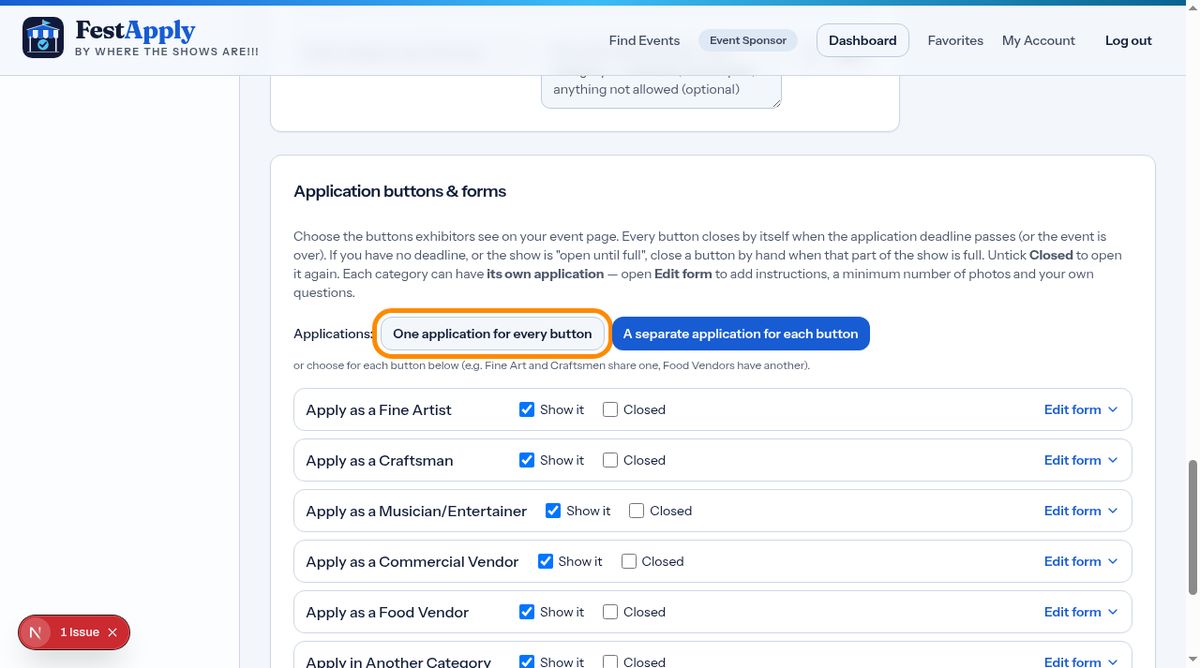Applications and buttons