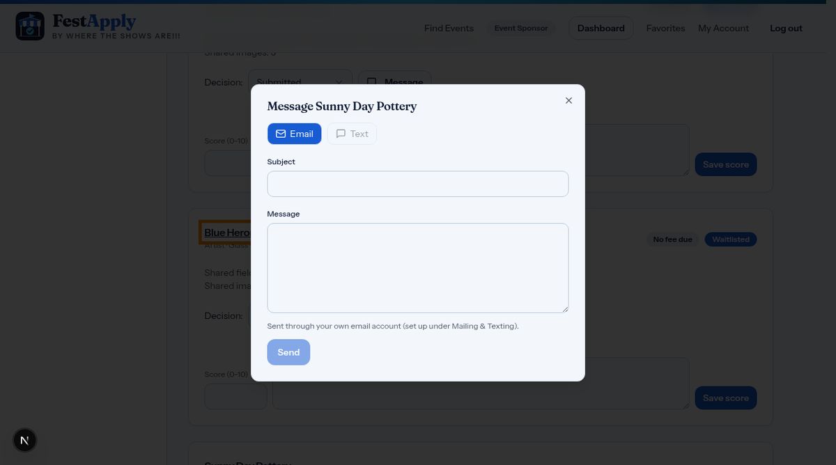 Message one applicant