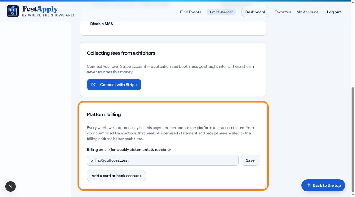 Platform billing